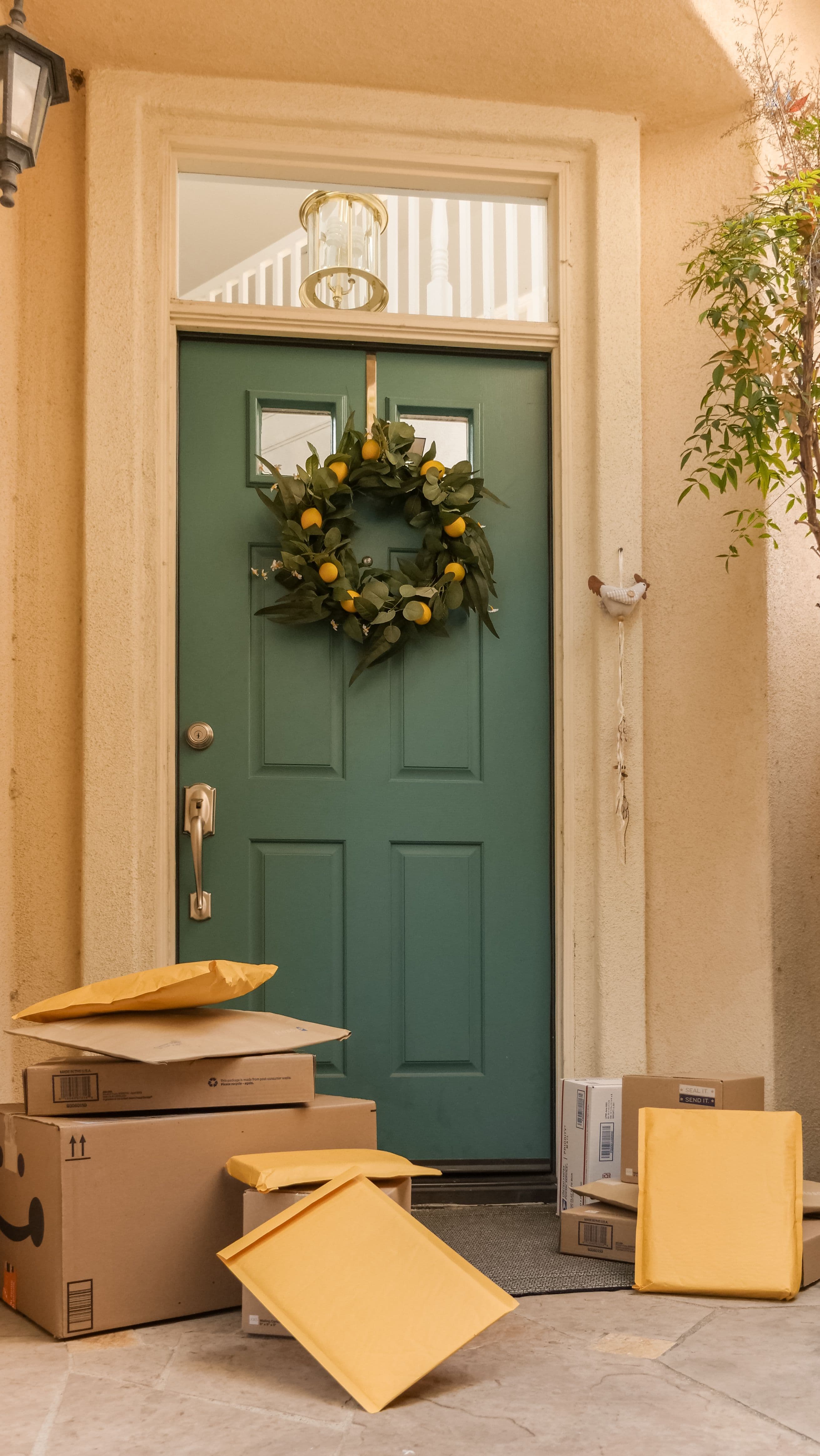Boxes of ready-made insole orders delivered to a doorstep